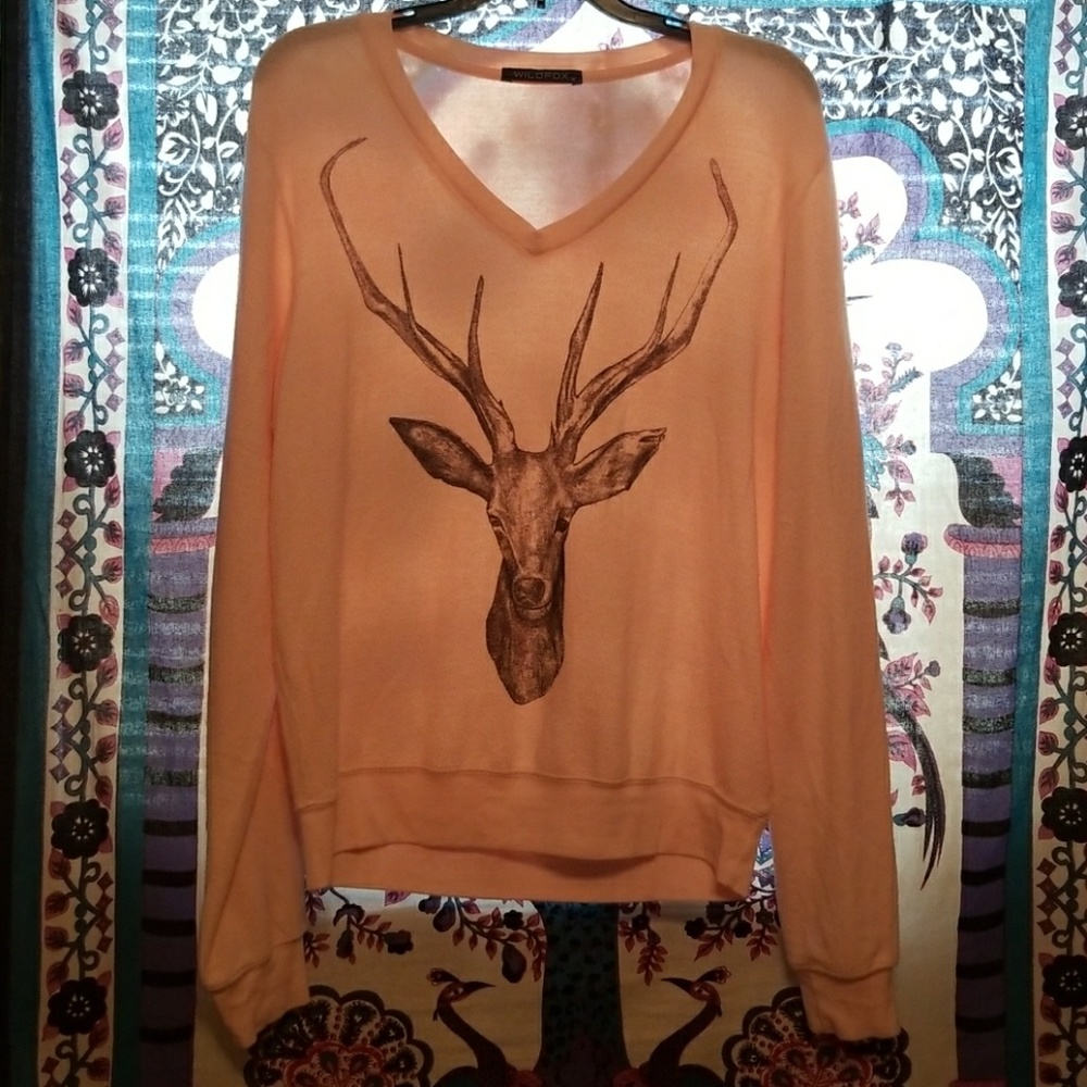 EUC Wildfox Deer V-neck Bbj